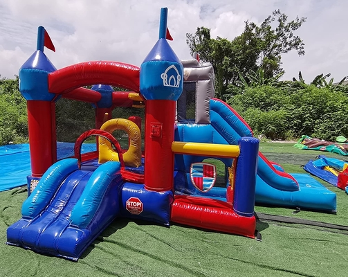 Casa inflable de la despedida del castillo de los niños del salto animoso al aire libre del obstáculo con la diapositiva