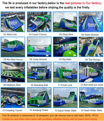 Grado comercial Insane Inflatable 5k Curso de obstáculos inflables Juego extremo Línea de inicio para el evento de Team Building