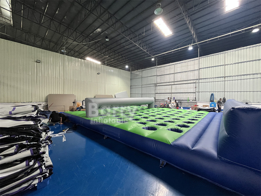 17.5m(L) X7.4m(W) X1.2m(H) Pvc Tarpaulin colchón inflable Correr para locos 5k curso de obstáculos inflable Correr
