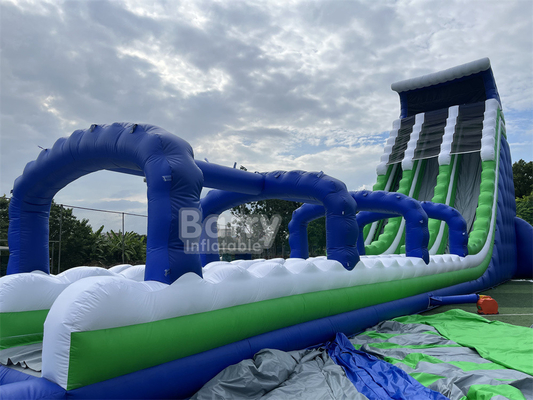 Calidad comercial hecha a medida 30x9x13m onda gigante tobogán de agua inflable para niños adultos caliente en 5km carrera inflable