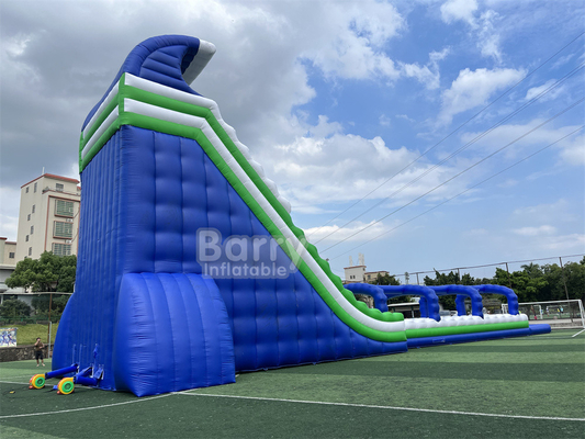 Calidad comercial hecha a medida 30x9x13m onda gigante tobogán de agua inflable para niños adultos caliente en 5km carrera inflable