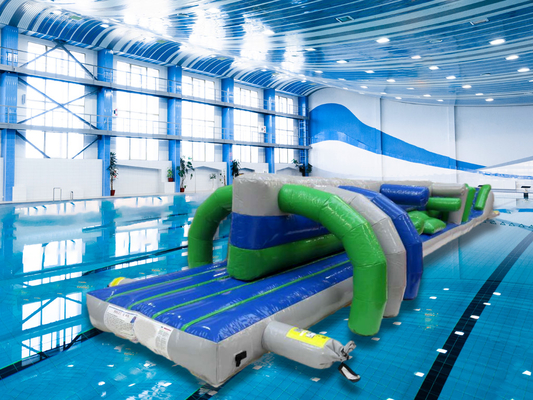 Fantástico juguete de agua inflable 15M piscina de pista doble curso de obstáculos flotante de agua inflable