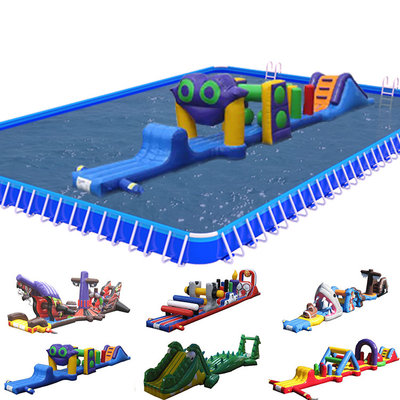 PVC sobre agua curso de obstáculos inflable de carril único Aqua Run con tobogán para niños y adultos