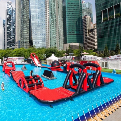 Sementes soldadas Obstáculo de agua inflable Parque acuático flotante gigante en el marco de la piscina