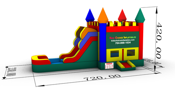 Logotipo personalizado para niños de PVC de grado comercial Castillo húmedo o seco Casa de rebote con tobogán Tipo de juguete de diversión