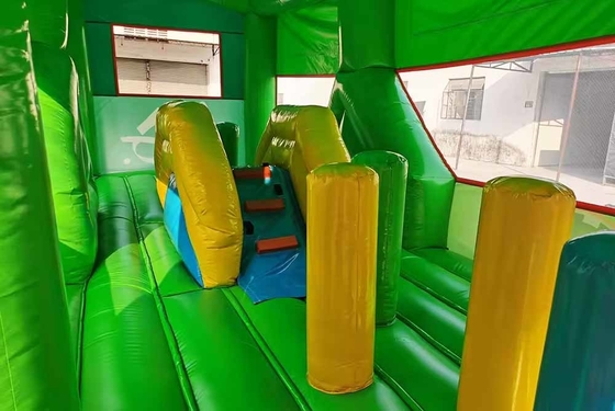Comercial Adultos Niños Pastel Fiesta Escolar Autobús Casa de salto Con pequeño tobogán y curso de obstáculos