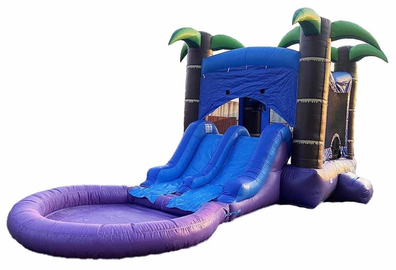 Casco de salto combinado personalizado con 2 toboganes y piscina húmeda o seca con toboganes de agua