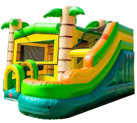 Casa para uso doméstico Inflable Jungle Bounce House Con Slide Palm Tree Inflable Bouncer