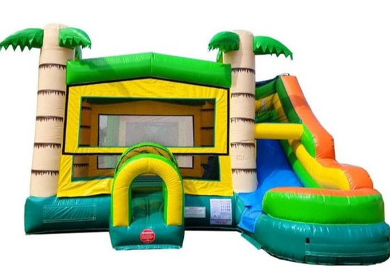 Casa para uso doméstico Inflable Jungle Bounce House Con Slide Palm Tree Inflable Bouncer