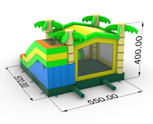 Casa para uso doméstico Inflable Jungle Bounce House Con Slide Palm Tree Inflable Bouncer