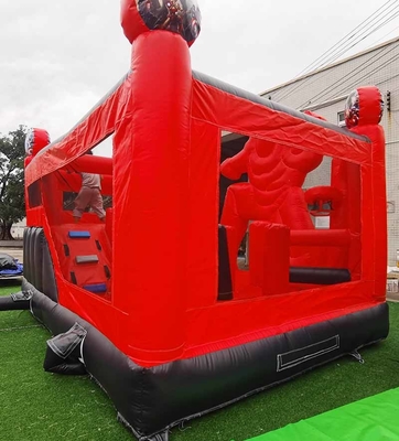 Puente inflable personalizado con tema de dibujos animados Iron Man Casa de rebote con tobogán