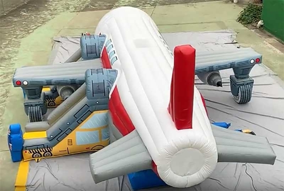 Logotipo personalizado Impreso Unidad combinada de casa de rebote de avión con kit de reparación de diapositivas incluido