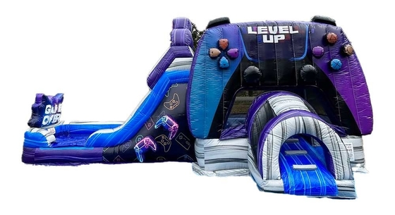 Personalización y durabilidad de nivel hasta el jugador casa de rebote con tobogán para el parque de diversiones
