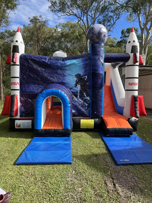 Personaliza el transbordador espacial Casa de salto con tobogán para niños saltando escalada