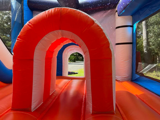 Personaliza el transbordador espacial Casa de salto con tobogán para niños saltando escalada