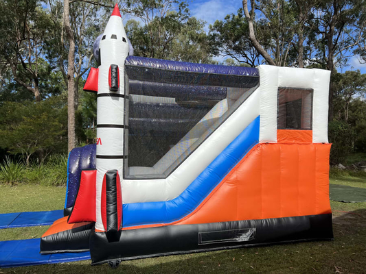 Personaliza el transbordador espacial Casa de salto con tobogán para niños saltando escalada
