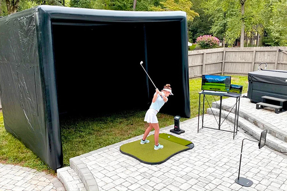 Cajera de entrenamiento de golf portátil simulador de golf inflable proyector tienda de tiro con pantalla