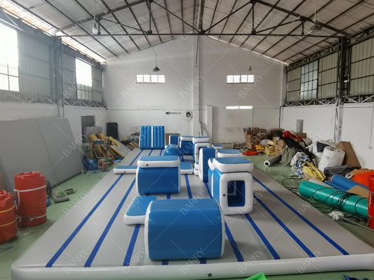 Pista de aire inflable Tapón de gimnasia para gimnasia para adultos Guerrero ninja Curso de obstáculos Parkour Pista aérea