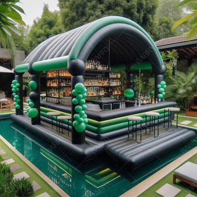 Jardín trasero negro y verde flotante piscina de agua inflable bar con asientos Lifesize piscina inflable bar comercial