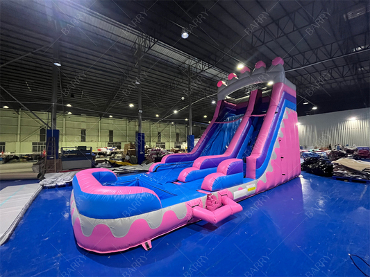 8.4x3.6x6m Jumper a medida Bouncy Kids Pink Princess toboganes de agua inflable para la fiesta