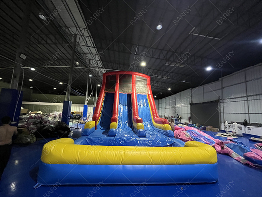 10.5x5.4x6.6m comercial de doble carril gigante deslizamiento de agua inflable saltador de salto luna rebotar toboganes de agua para adultos piscina