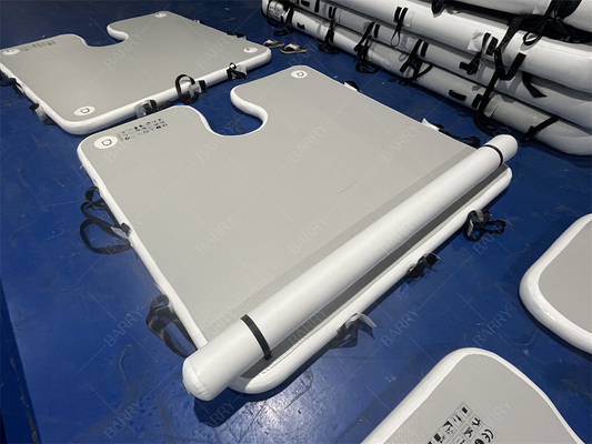 Juego de deportes acuáticos de lujo 2x2x0.1m Plataforma de muelle inflable gris Aleros de aterrizaje para parada de barco