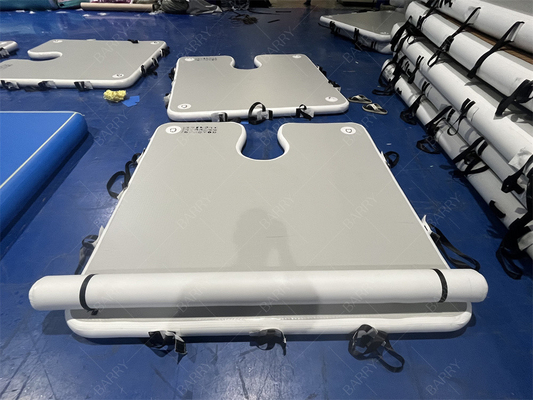 Juego de deportes acuáticos de lujo 2x2x0.1m Plataforma de muelle inflable gris Aleros de aterrizaje para parada de barco