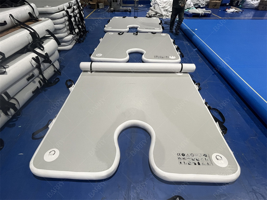 Juego de deportes acuáticos de lujo 2x2x0.1m Plataforma de muelle inflable gris Aleros de aterrizaje para parada de barco