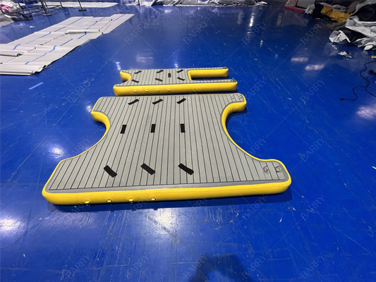 Drop Stitch plataforma de natación inflable muelle flotante, estación de plataforma de muelle inflable U para botes y jet ski