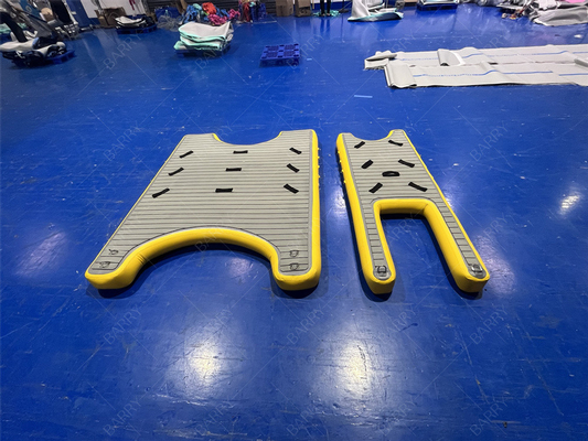 Drop Stitch plataforma de natación inflable muelle flotante, estación de plataforma de muelle inflable U para botes y jet ski