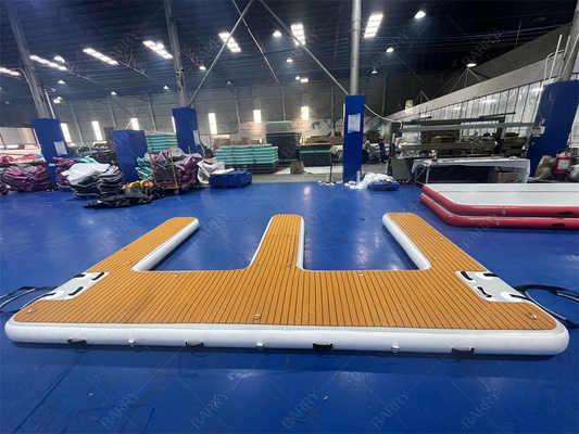 Alta calidad de personalización puente inflable cubierta de la plataforma flotante de la forma E Air Pontoon puente inflable