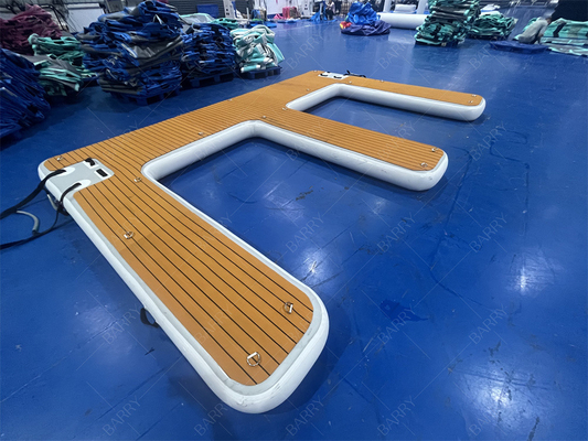Alta calidad de personalización puente inflable cubierta de la plataforma flotante de la forma E Air Pontoon puente inflable