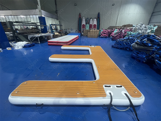 Alta calidad de personalización puente inflable cubierta de la plataforma flotante de la forma E Air Pontoon puente inflable