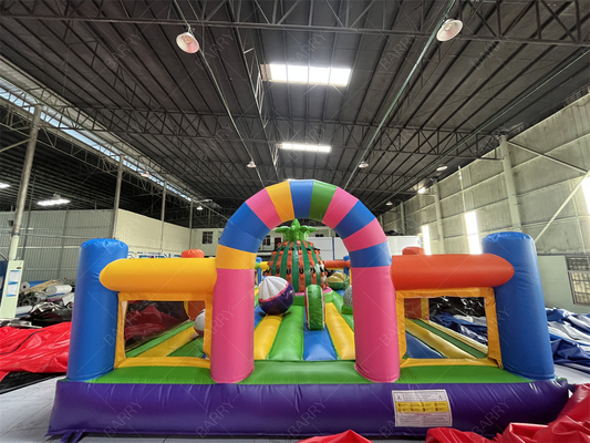 Curso de obstáculos comercial a medida Parque temático inflable de frutas con pared de escalada de piña para alquiler de fiestas