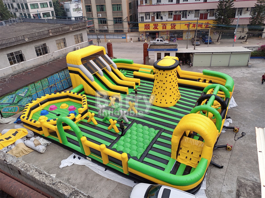 Gran Parque Temático Inflable de Agua Seca Nacional Interior Gran Casa de Salto Con Limpieza Juego Deslizamiento de Escalada Pared