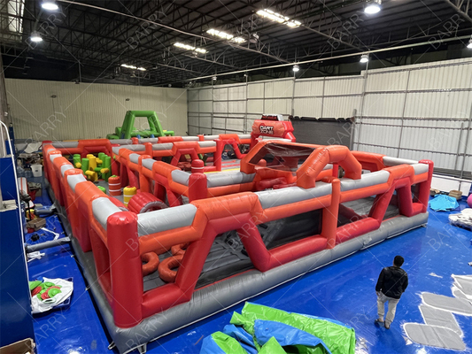 Parque de Trampolín Rojo Fun City Parque temático inflable Parque de diversiones Para adultos grandes casas de rebote inflables para venta para niños