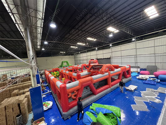 Parque de Trampolín Rojo Fun City Parque temático inflable Parque de diversiones Para adultos grandes casas de rebote inflables para venta para niños
