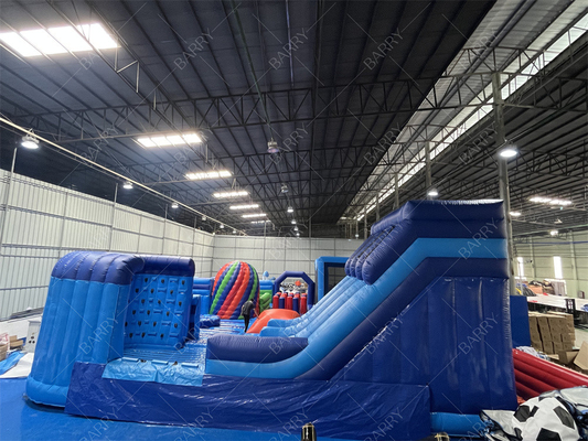 Parque temático comercial inflable con campo de obstáculos de bolas grandes Recreo de salto en el interior Jardín de juegos Disco Salto de baloncesto