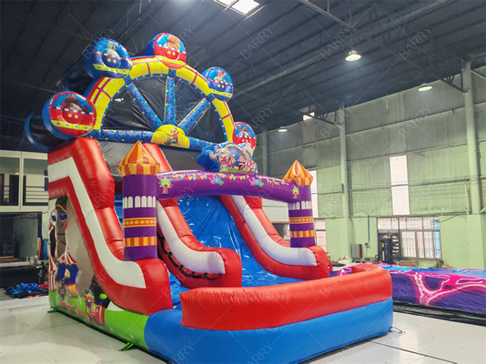 Tobogán inflable con temática del Joker y rueda de la fortuna, 6x4M, color personalizado
