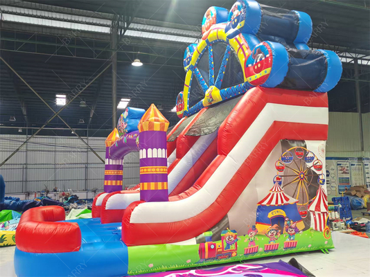 Tobogán inflable con temática del Joker y rueda de la fortuna, 6x4M, color personalizado