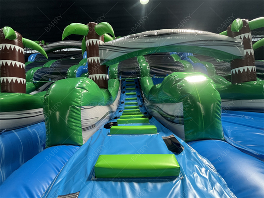Tobogán acuático inflable comercial de palmera grande o pequeña, tobogán inflable gigante con tema de jungla para el patio trasero