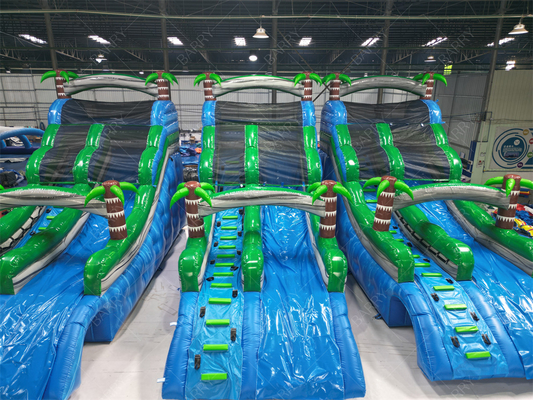 Tobogán acuático inflable comercial de palmera grande o pequeña, tobogán inflable gigante con tema de jungla para el patio trasero