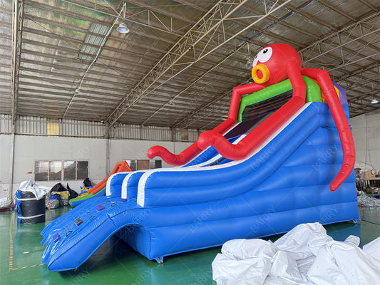 Sea World tema pulpo tobogán de piscina inflable, tobogán inflable para la piscina jardín trasero parque acuático