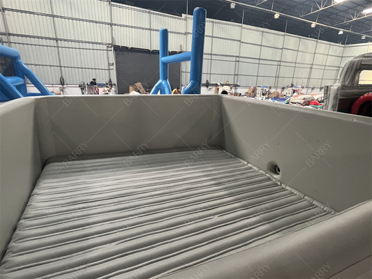 Tela de punto de caída en caliente de seguridad, material nuevo, inflable, hecho a medida, gris, piscina de bolas inflable para niños