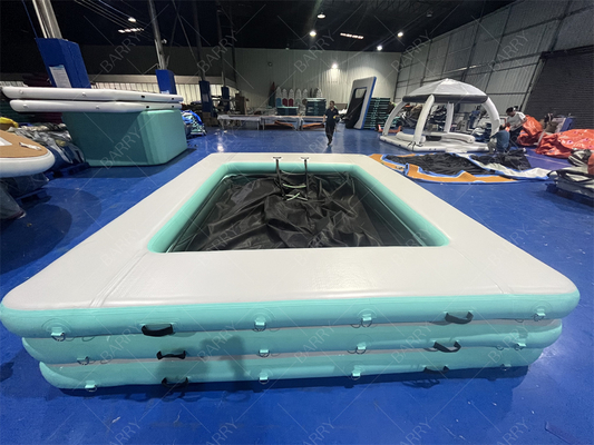 Durable gota punto portátil flotante océano mar natación piscina de yates piscina de mar inflable con red anti medusas
