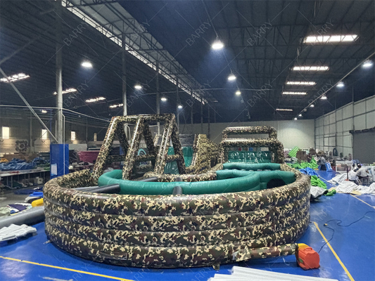 Camuflaje Juego inflable Obstáculo Militar Camo Color Obstáculo inflable Desafío del Campo de Entrenamiento del Ejército Curso de Obstáculos