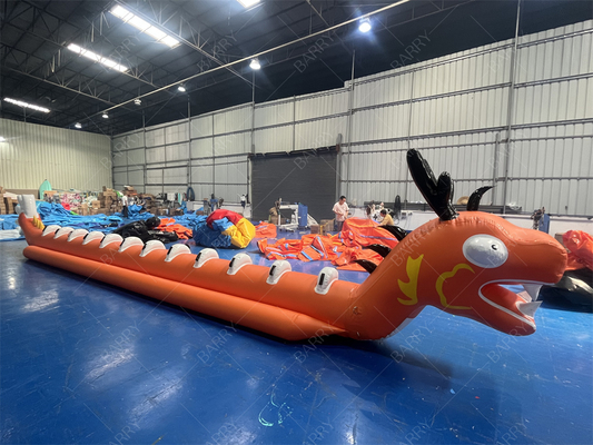Juego de juguetes acuáticos forma de dragón marino tubo único 12 personas barco de plátano inflable barco volador