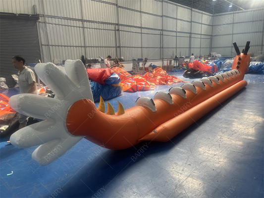 Juego de juguetes acuáticos forma de dragón marino tubo único 12 personas barco de plátano inflable barco volador