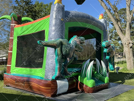 Tobogán acuático inflable combinado con dinosaurio T-Rex, casa de rebote inflable, castillo hinchable