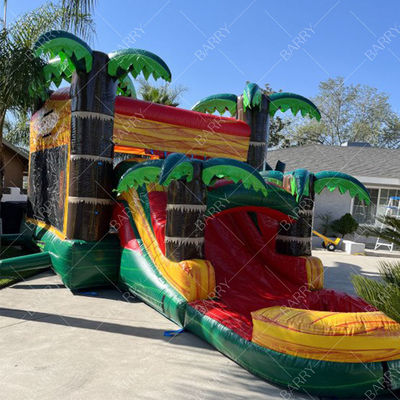 Castillo Hinchable de Dinosaurio con Tobogán Acuático y Piscina para Fiestas en el Patio Trasero